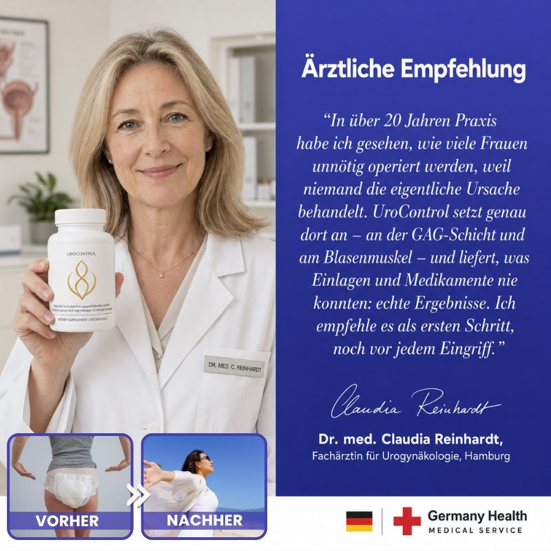 UroControl™ | 6 natürliche Inhaltsstoffe für Blasenkontrolle