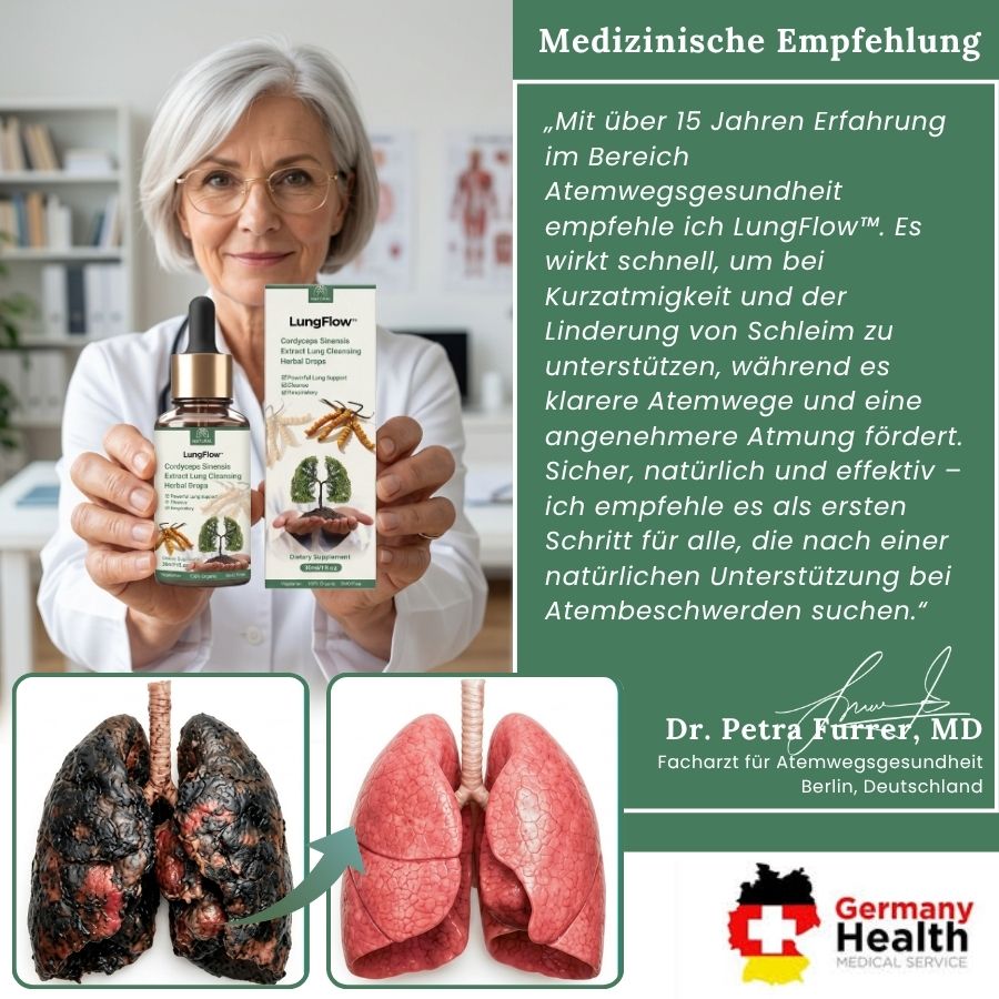 LungFlow™ | Lungenreinigende Kräutertropfen mit Cordyceps-Sinensis-Extrakt