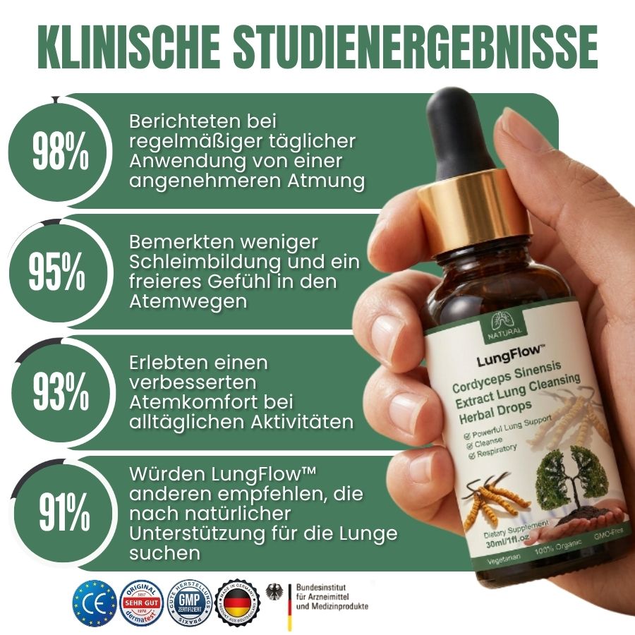 LungFlow™ | Lungenreinigende Kräutertropfen mit Cordyceps-Sinensis-Extrakt