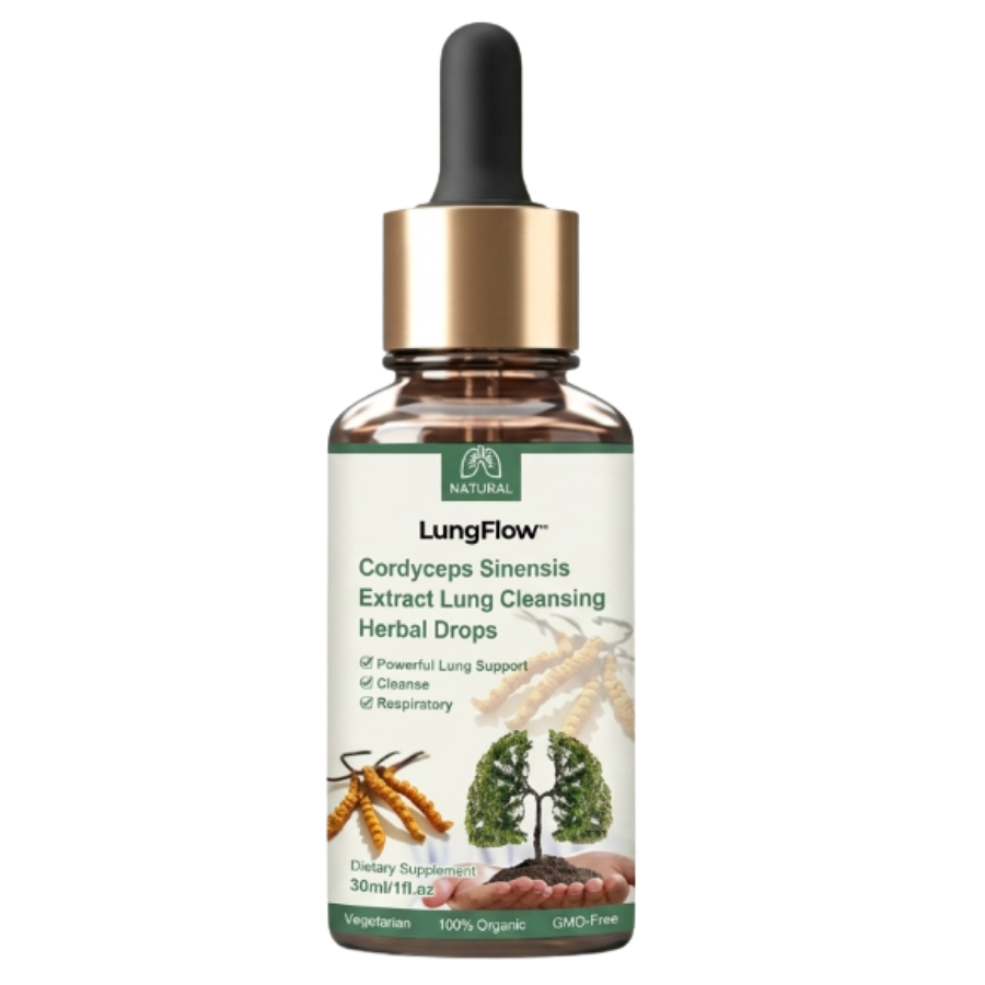 LungFlow™ | Lungenreinigende Kräutertropfen mit Cordyceps-Sinensis-Extrakt