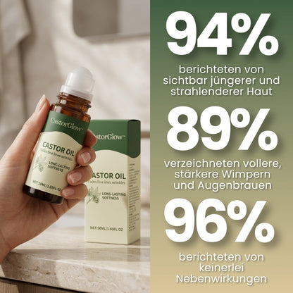 CastorGlow™ | Kaltgepresster Bio-Rizinusöl-Roll-On in Bernstein-Glas