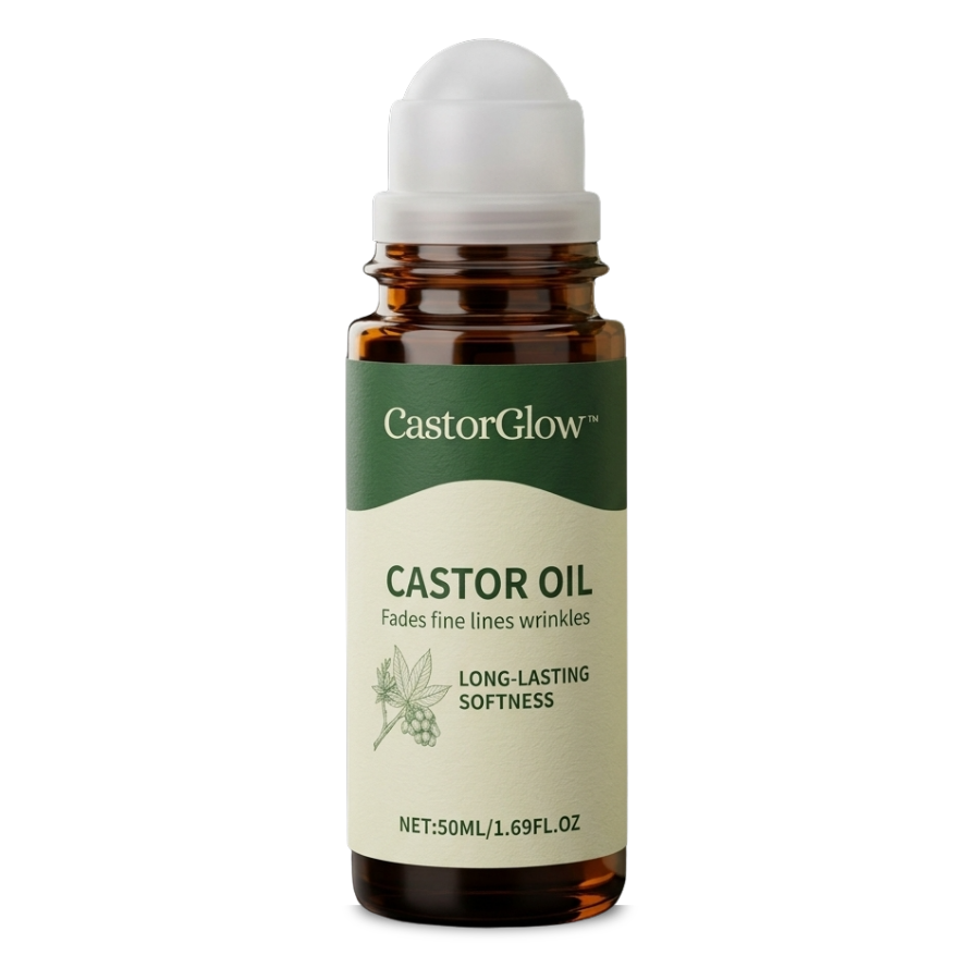 CastorGlow™ | Kaltgepresster Bio-Rizinusöl-Roll-On in Bernstein-Glas