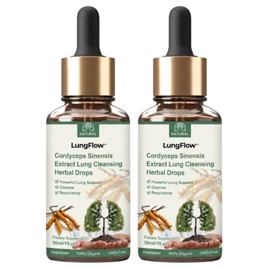 LungFlow™ | Lungenreinigende Kräutertropfen mit Cordyceps-Sinensis-Extrakt