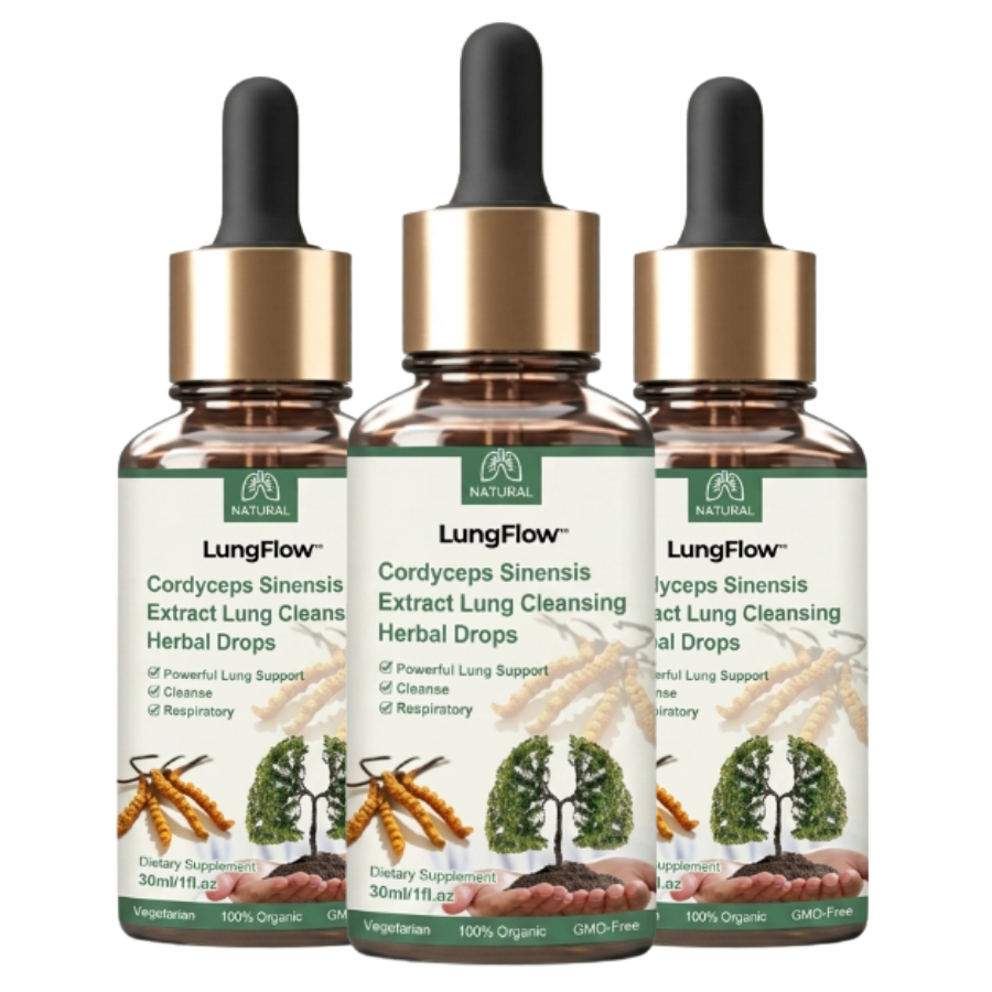 LungFlow™ | Lungenreinigende Kräutertropfen mit Cordyceps-Sinensis-Extrakt