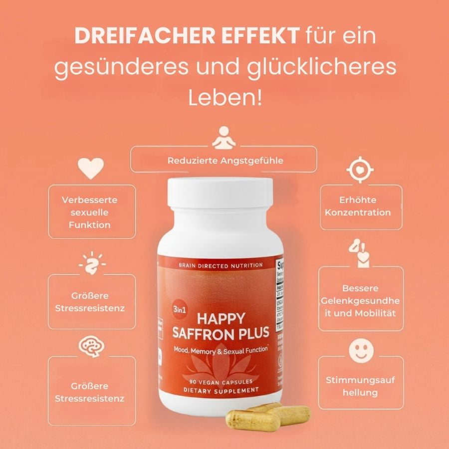 Happy Saffron Plus™ | 3-in-1 Stimmungs-Wiederherstellungs-Komplex