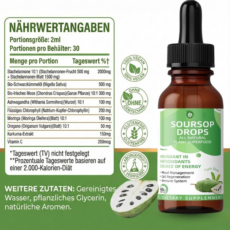 SourSopDrop™ | Reine Stachelannonen-Formel zur Schleimentfernung