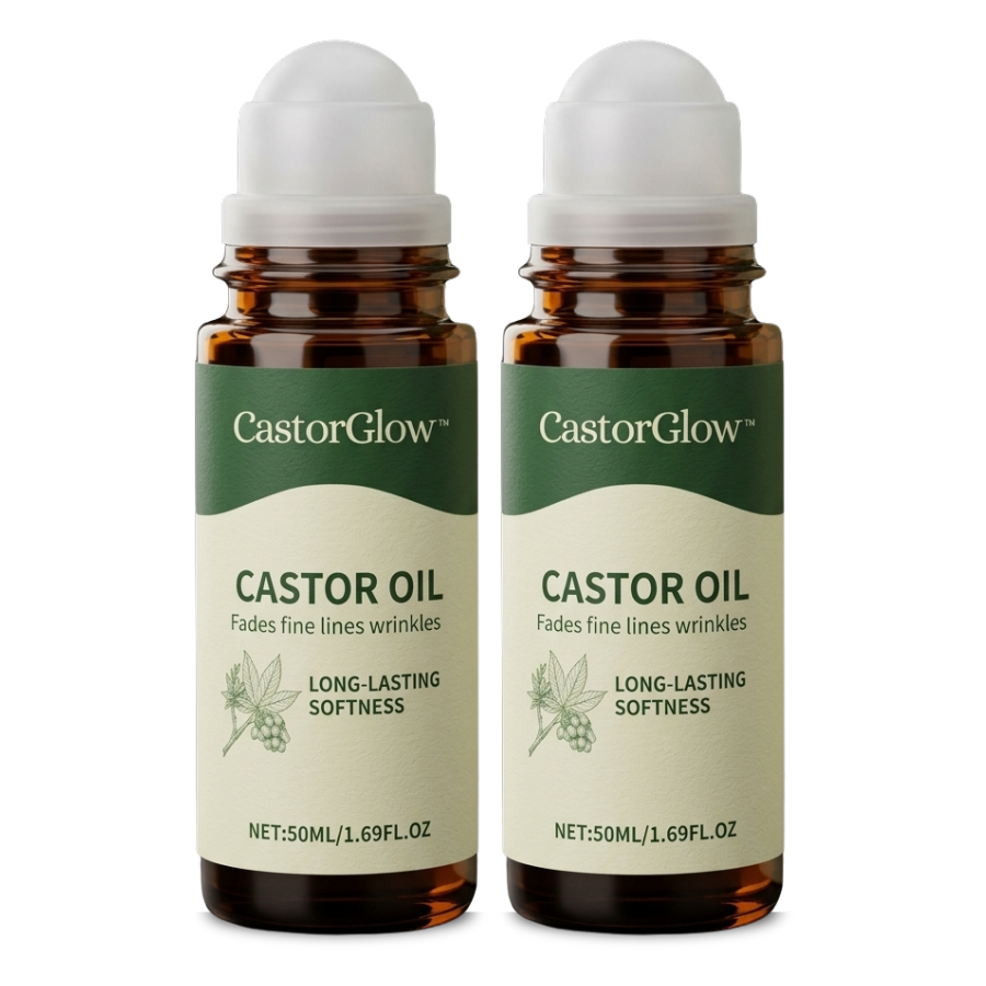 CastorGlow™ | Kaltgepresster Bio-Rizinusöl-Roll-On in Bernstein-Glas