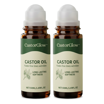 CastorGlow™ | Kaltgepresster Bio-Rizinusöl-Roll-On in Bernstein-Glas
