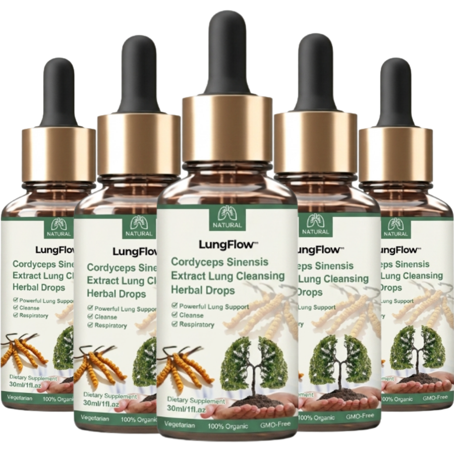 LungFlow™ | Lungenreinigende Kräutertropfen mit Cordyceps-Sinensis-Extrakt