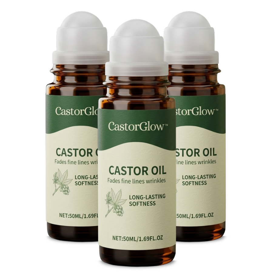 CastorGlow™ | Kaltgepresster Bio-Rizinusöl-Roll-On in Bernstein-Glas