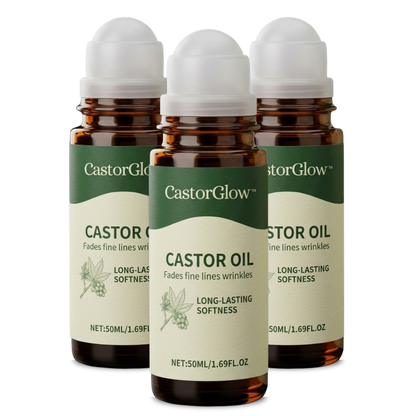 CastorGlow™ | Kaltgepresster Bio-Rizinusöl-Roll-On in Bernstein-Glas