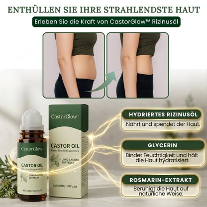 CastorGlow™ | Kaltgepresster Bio-Rizinusöl-Roll-On in Bernstein-Glas