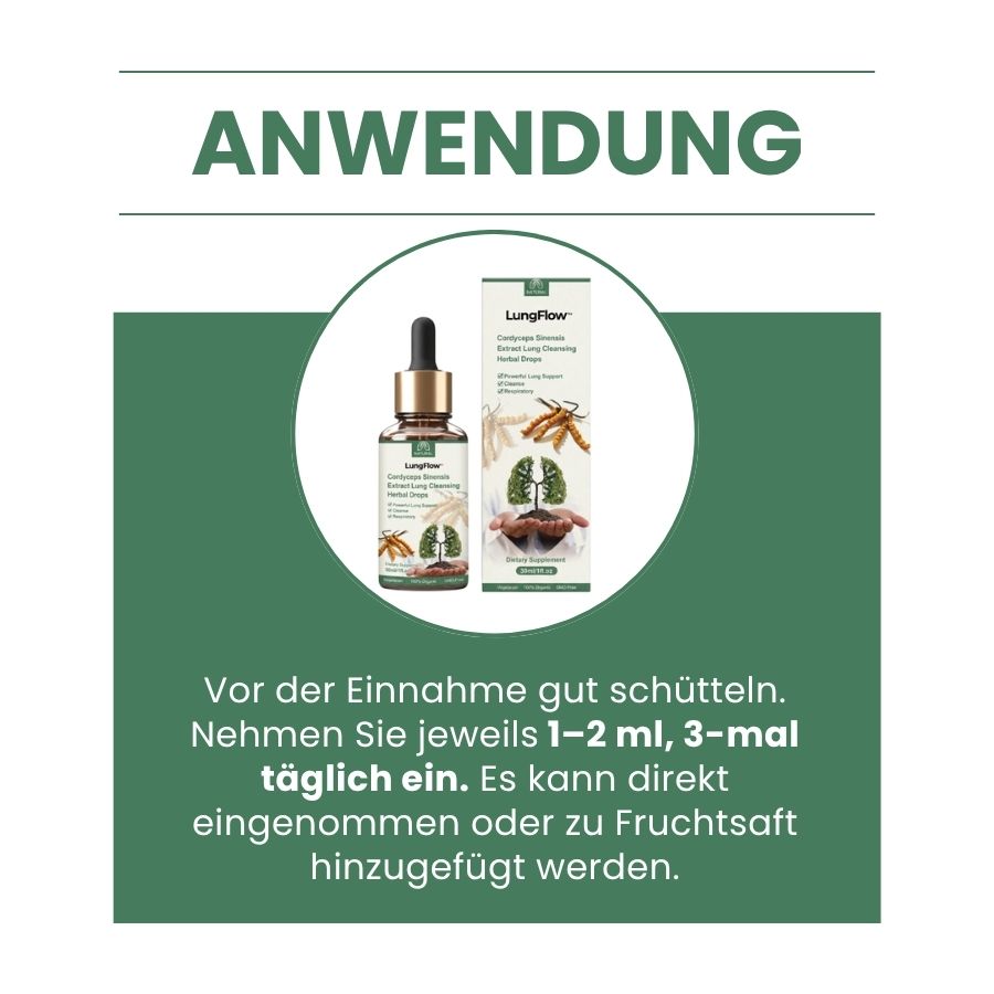LungFlow™ | Lungenreinigende Kräutertropfen mit Cordyceps-Sinensis-Extrakt
