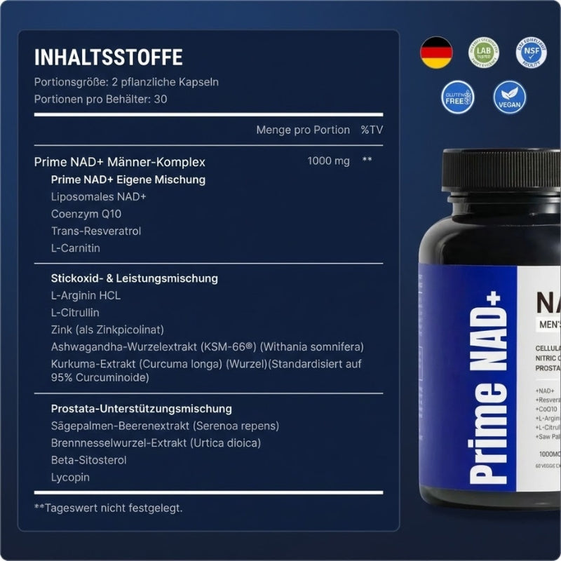 Prime NAD+™ | 13-in-1 Liposomales NAD+ gegen Erektionsstörungen