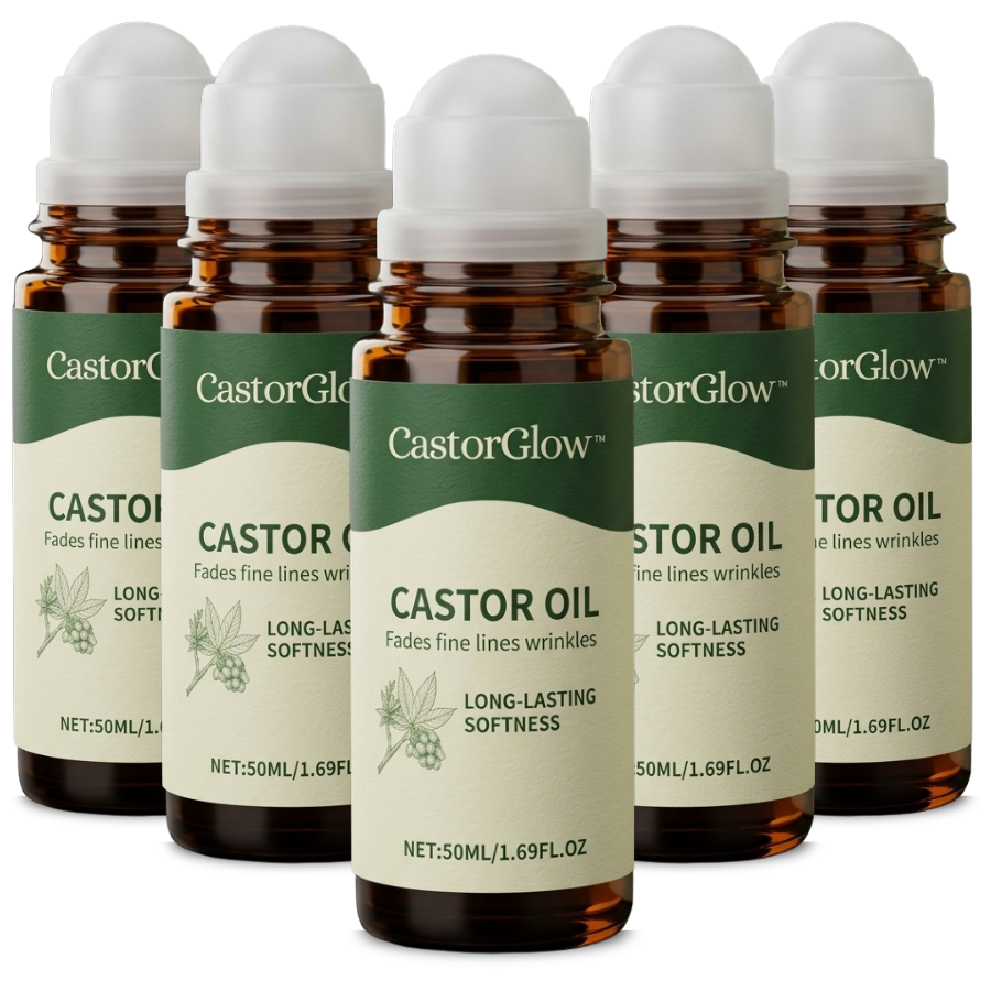 CastorGlow™ | Kaltgepresster Bio-Rizinusöl-Roll-On in Bernstein-Glas
