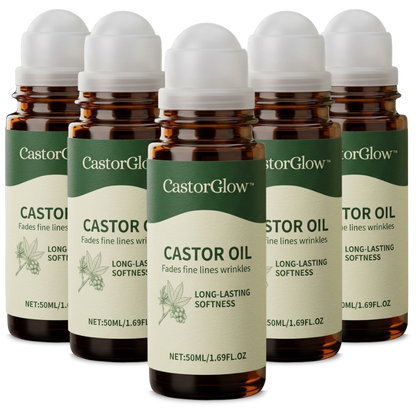 CastorGlow™ | Kaltgepresster Bio-Rizinusöl-Roll-On in Bernstein-Glas