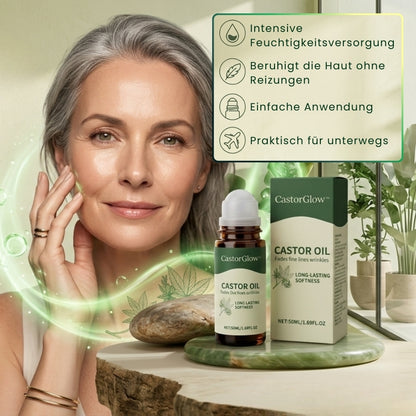 CastorGlow™ | Kaltgepresster Bio-Rizinusöl-Roll-On in Bernstein-Glas