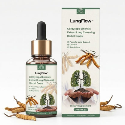 LungFlow™ | Lungenreinigende Kräutertropfen mit Cordyceps-Sinensis-Extrakt