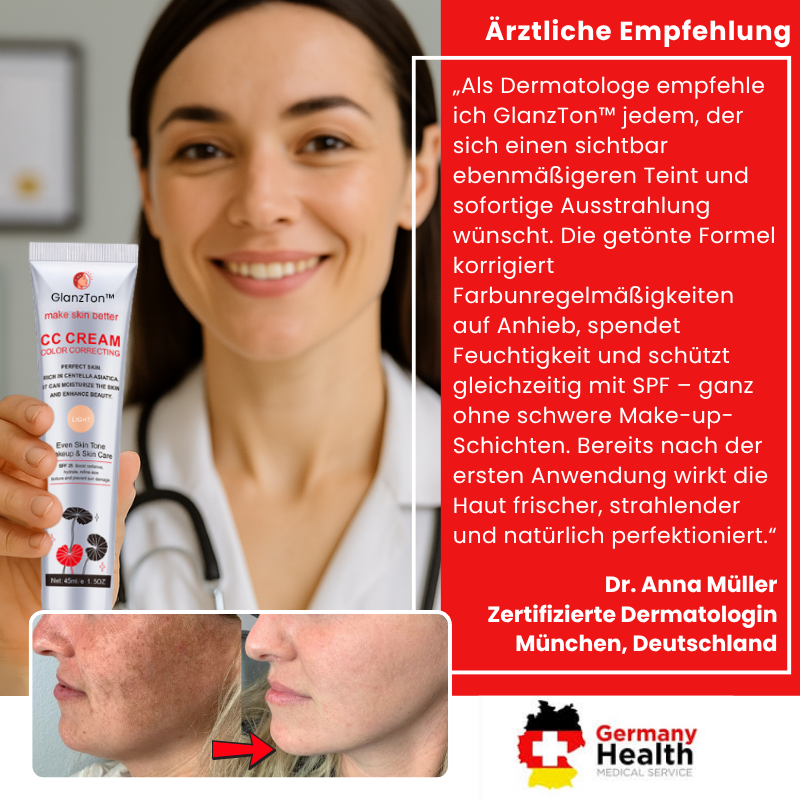 GlanzTon™ | Getönte, farbkorrigierende Gesichtscreme mit Lichtschutzfaktor (SPF)