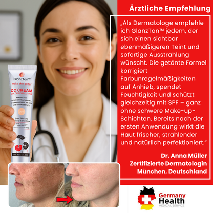 GlanzTon™ | Getönte, farbkorrigierende Gesichtscreme mit Lichtschutzfaktor (SPF)