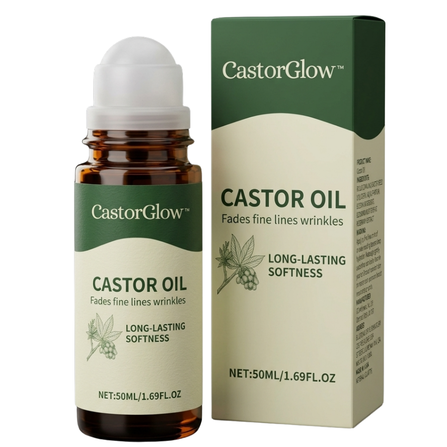 CastorGlow™ | Kaltgepresster Bio-Rizinusöl-Roll-On in Bernstein-Glas