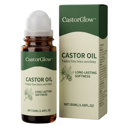 CastorGlow™ | Kaltgepresster Bio-Rizinusöl-Roll-On in Bernstein-Glas