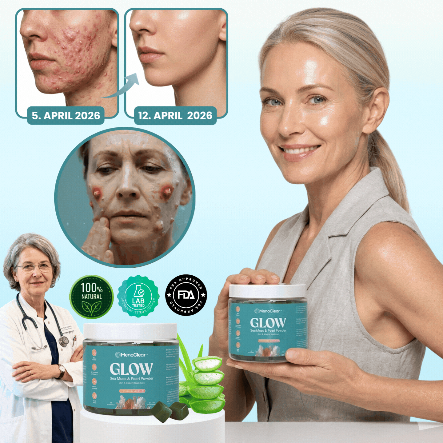 MenoClear™ | Akne-Gummis für die Menopause